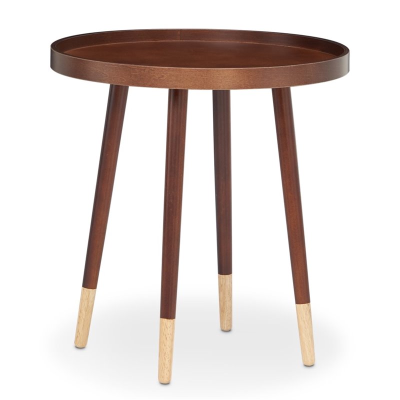 ACME Dein Round Wooden Top End Table in Walnut