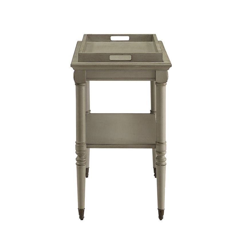 ACME Frisco Wooden Tray Table with Bottom Shelf in Antique Slate Gray