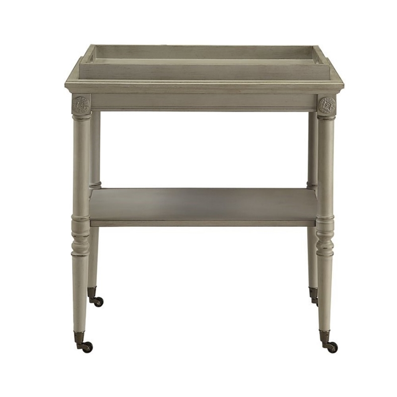 ACME Frisco Wooden Tray Table with Bottom Shelf in Antique Slate Gray