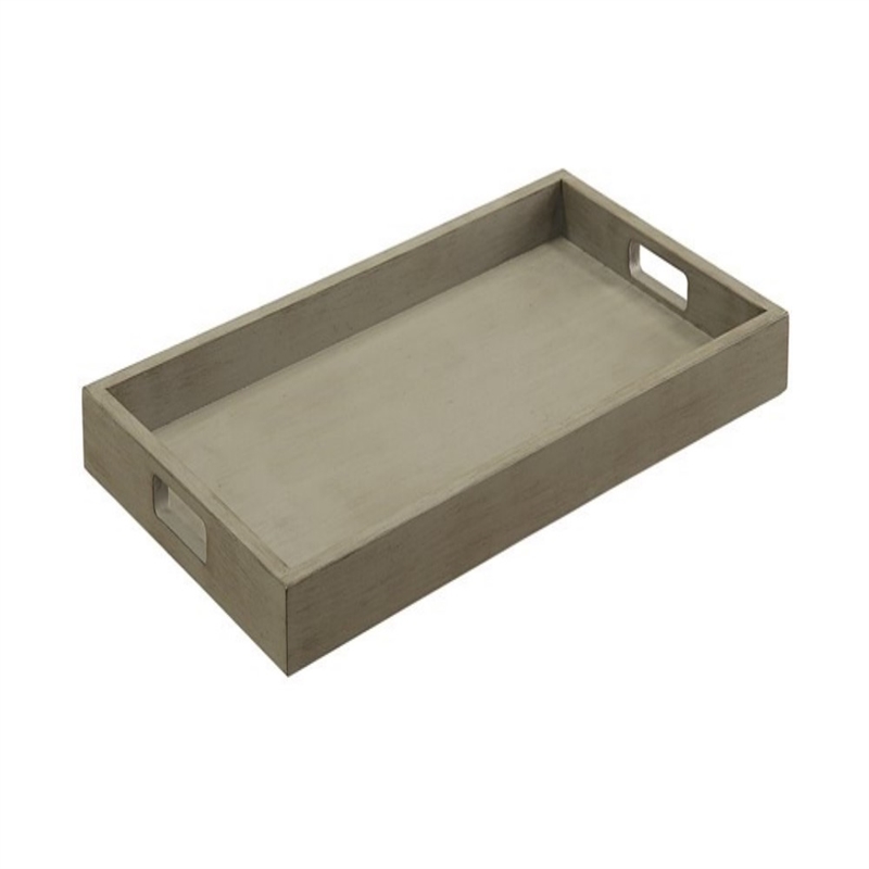 ACME Frisco Wooden Tray Table with Bottom Shelf in Antique Slate Gray