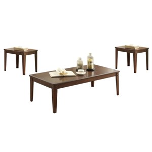 acme makani 3 piece wooden coffee table set in walnut