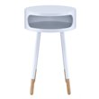 ACME Sonria Round Wooden End Table with 1 Compartment in White and Natural