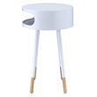 ACME Sonria Round Wooden End Table with 1 Compartment in White and Natural