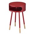 ACME Sonria Round End Table with Compartment in Red and Natural