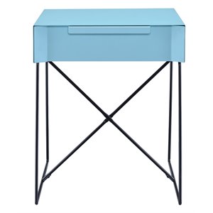 acme gualacao metal 1-drawer end table in teal
