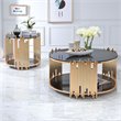 ACME Tanquin Round Glass Top End Table in Black Glass and Gold