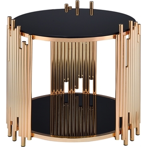 acme tanquin end table in black glass and gold