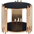 ACME Tanquin Round Glass Top End Table in Black Glass and Gold