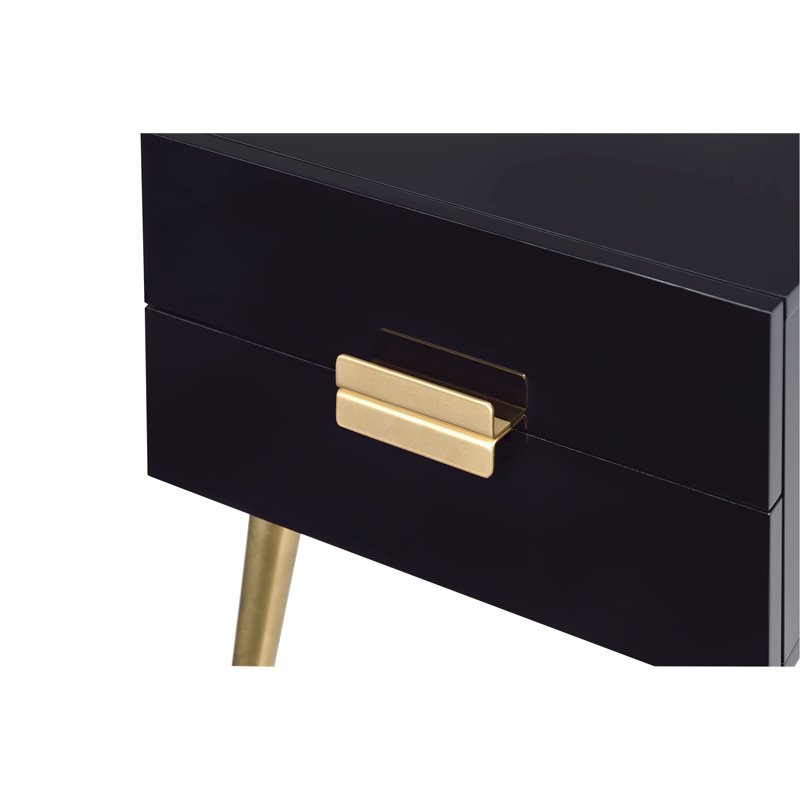 ACME Denvor Rectangular Wooden End Table in Black and Gold