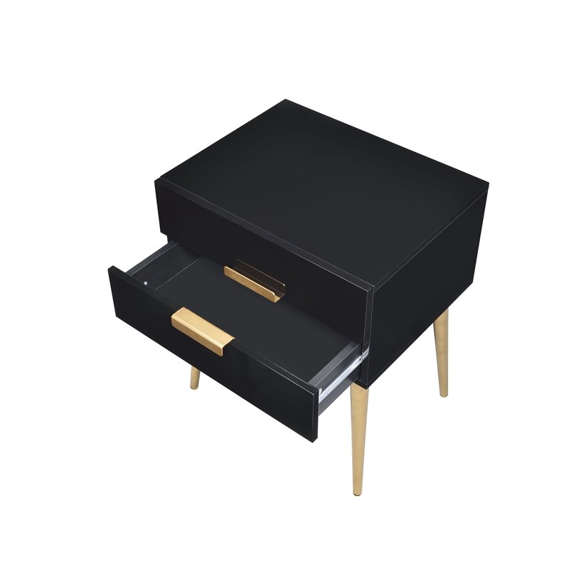 ACME Denvor Rectangular Wooden End Table in Black and Gold