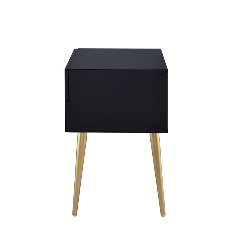 ACME Denvor Rectangular Wooden End Table in Black and Gold