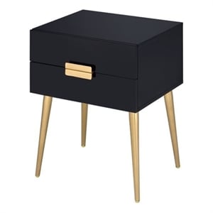 ACME Denvor Rectangular Wooden End Table in Black and Gold