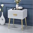 ACME Denvor Wood and Metal 2-Drawer End Table in White and Gold