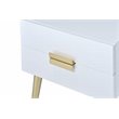 ACME Denvor Wood and Metal 2-Drawer End Table in White and Gold