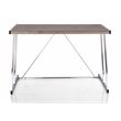 ACME Finis Wooden Top Writing Desk with USB Dock in Weathered Oak and Chrome