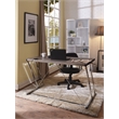 ACME Finis Wooden Top Writing Desk with USB Dock in Weathered Oak and Chrome
