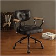 ACME Hallie Leather Swivel Office Chair in Vintage Black