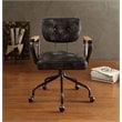 ACME Hallie Leather Swivel Office Chair in Vintage Black