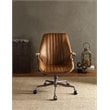 ACME Hamilton Leather Swivel Office Chair in Coffee