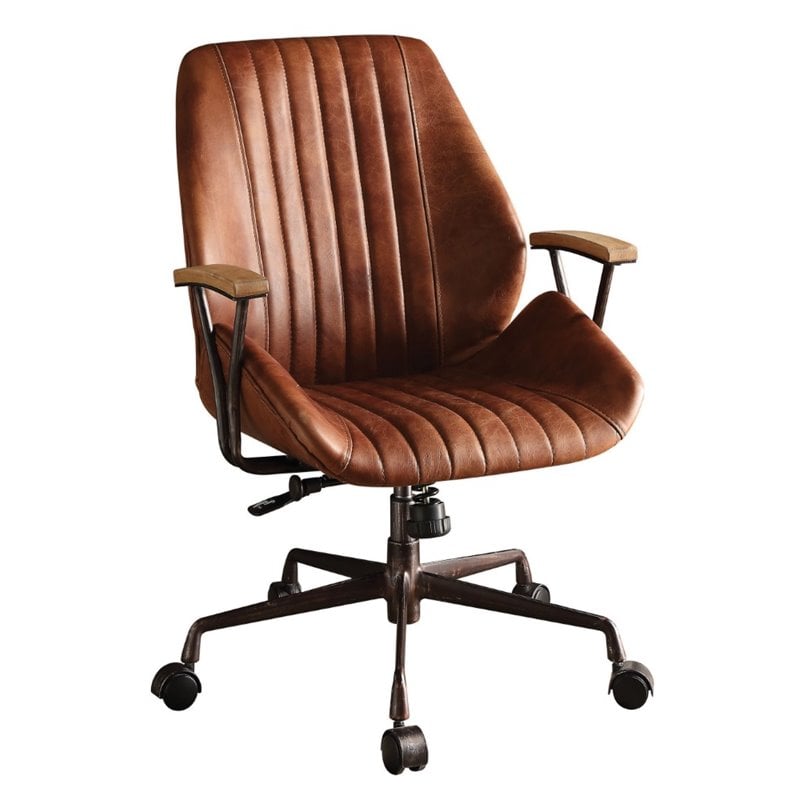 ACME Furniture Harith Leather Upholstered Swivel Office Chair in Retro