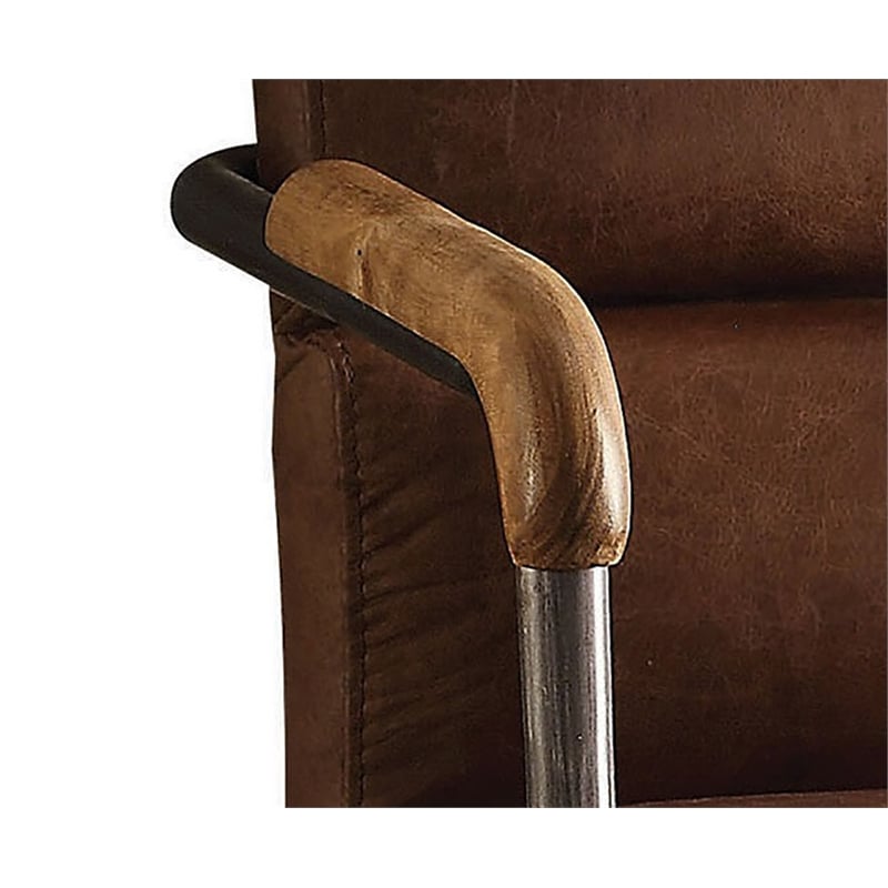 ACME Furniture Harith Leather Upholstered Swivel Office Chair in Retro Brown