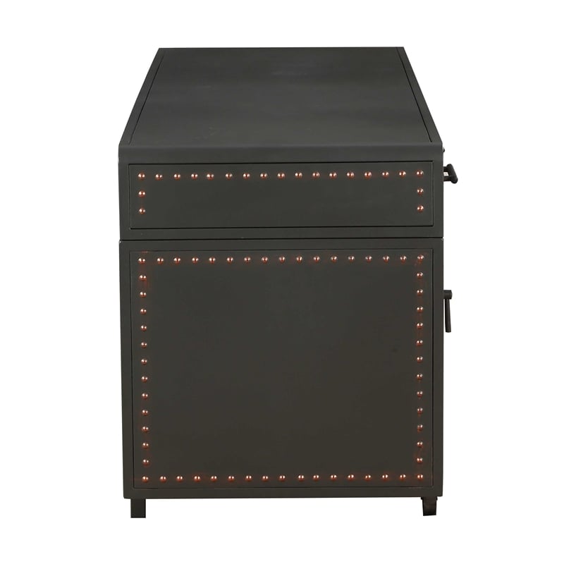 ACME Actaki 3-Drawer Wooden Executive Desk with 2 Doors in Sandy Gray
