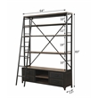 ACME Actaki Rectangular 64-inch Etagere Bookcase with Ladder in Sandy Gray Wood