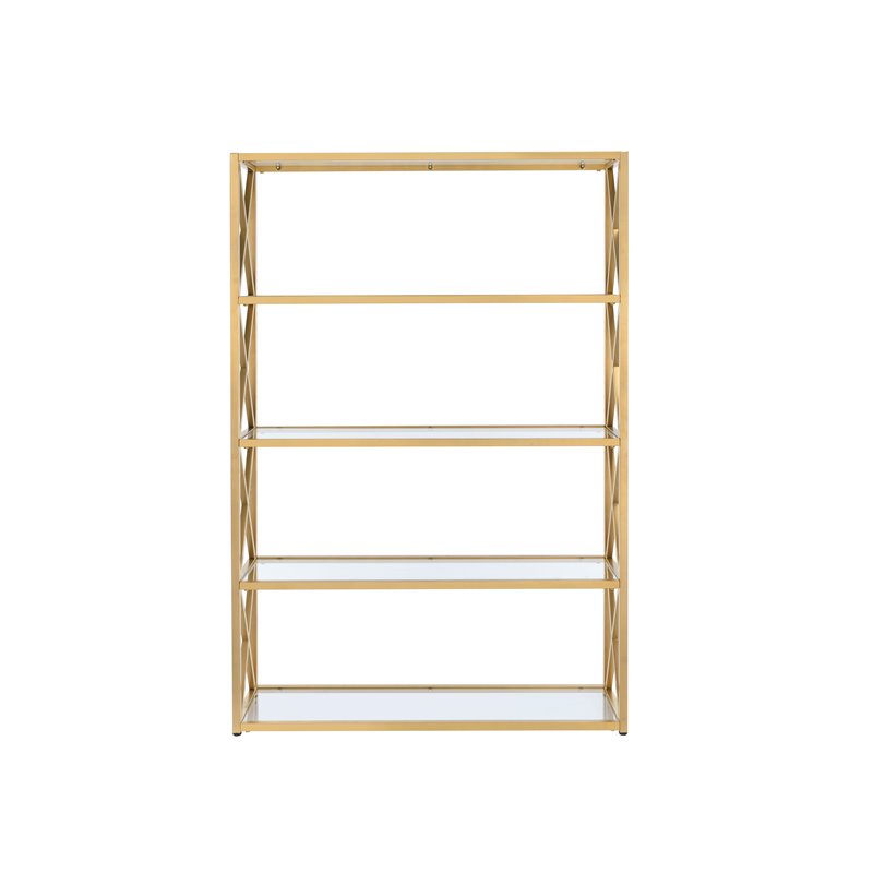 Acme Milavera Etagere Bookcase In Clear Glass And Gold 92460 Acme Milavera Etagere Bookcase In Clear Glass And Gold