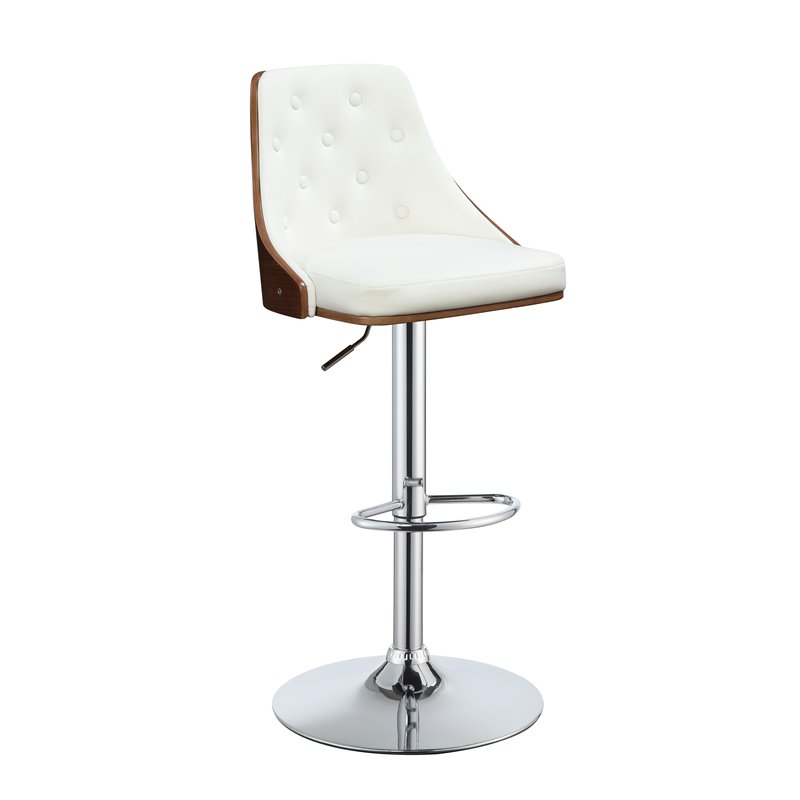 ACME Camila Adjustable Bar Stool in White and Walnut
