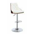 ACME Camila Adjustable Bar Stool in White and Walnut