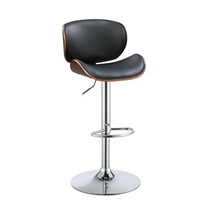 acme camila adjustable bar stool in black and walnut