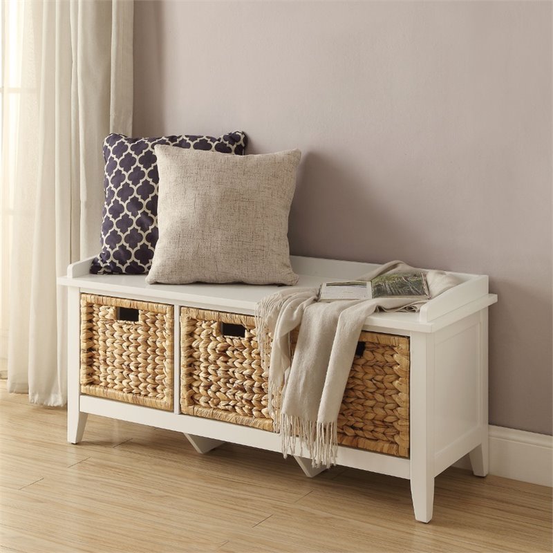 ACME Flavius 3-Drawer Wooden Storage Bench in White
