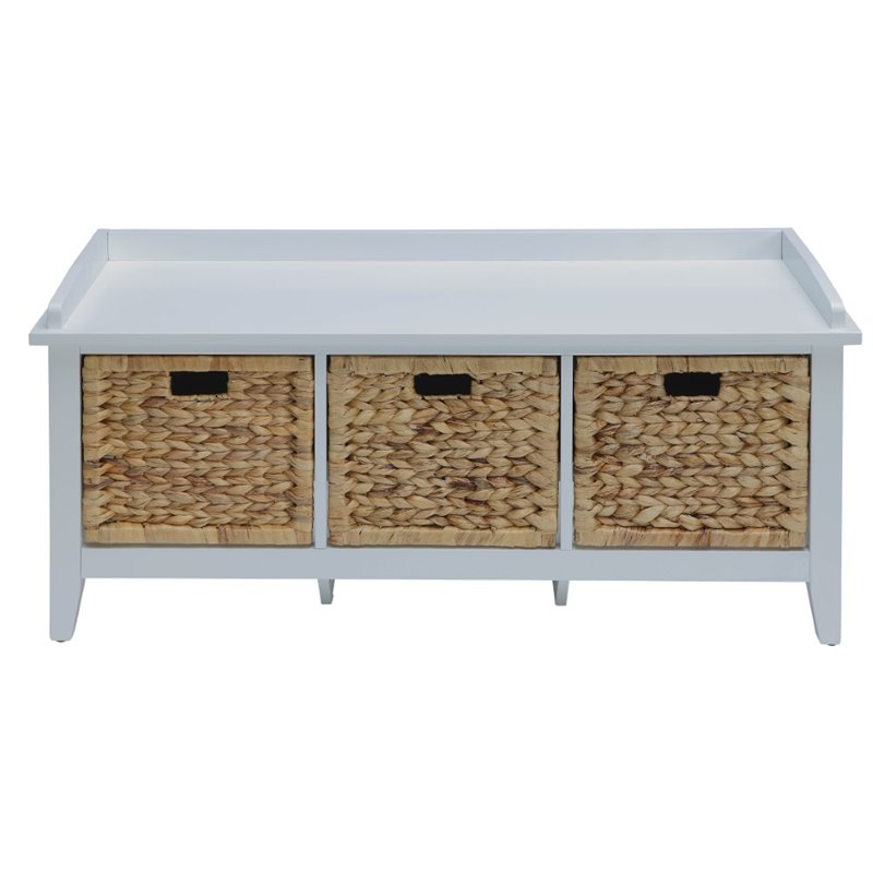 ACME Flavius 3-Drawer Wooden Storage Bench in White