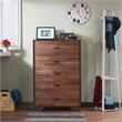 ACME Eloy Wooden Rectangular Chest with 5 Storage Drawers in Walnut and Espresso