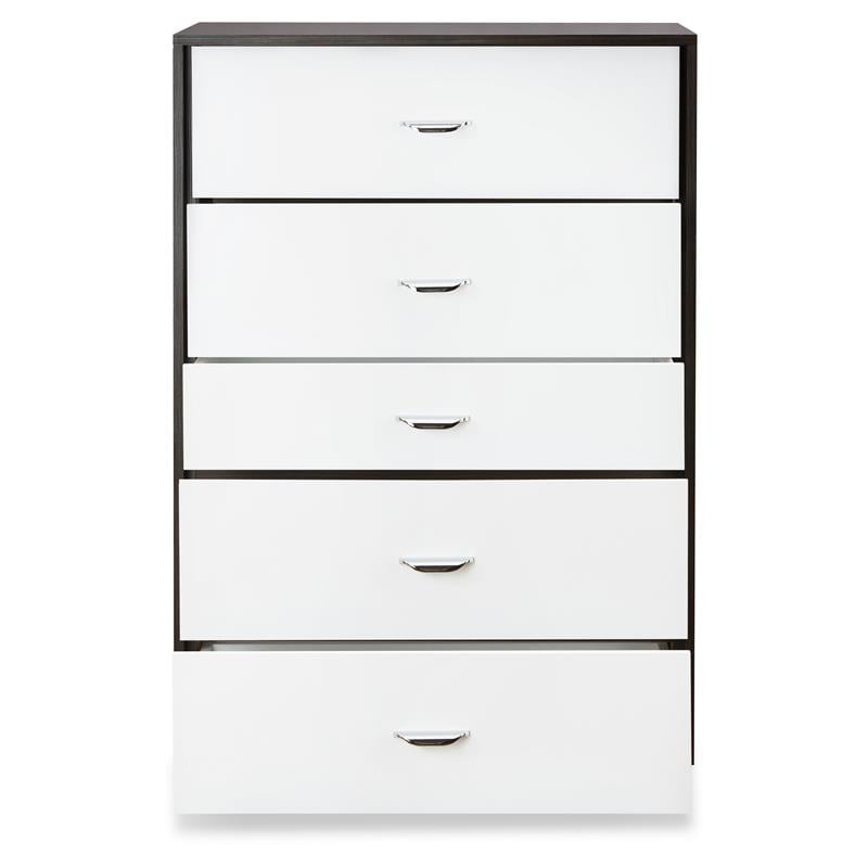 ACME Eloy Wooden Rectangular Chest with 5 Storage Drawers in White and Espresso