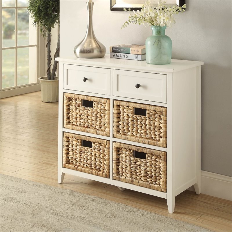ACME Flavius Wooden 6 Drawers Accent Chest in White