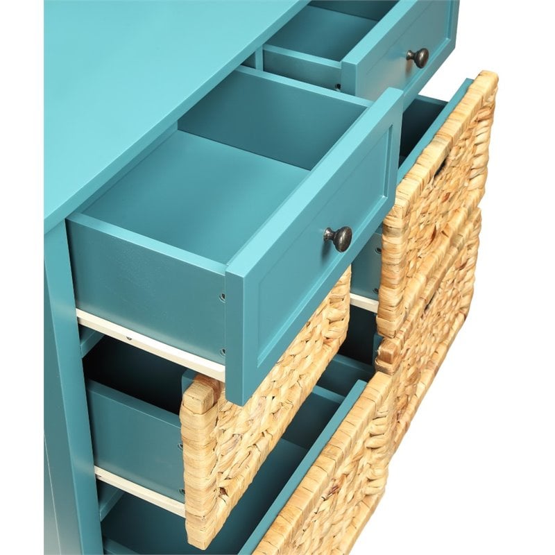 ACME Flavius 6 Drawers Accent Wood Chest in Turquoise Teal