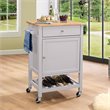 ACME Hoogzen 1-Drawer Wooden Kitchen Cart with 1 Door in Natural and Gray