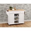 ACME Tullarick 2-Drawer Wooden Mobile Kitchen Island in Natural and White