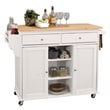 ACME Tullarick 2-Drawer Wooden Mobile Kitchen Island in Natural and White