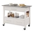 ACME Ottawa 3-Drawer Stainless Steel Top Wooden Kitchen Island in White
