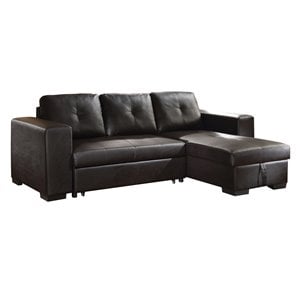 acme lloyd sectional sofa with sleeper in black