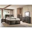 ACME Ireland Queen Wooden Captain's Bed with Storage Drawers in Gray Oak