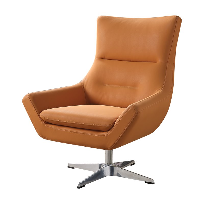 Acme Eudora Accent Chair In Orange Leather Gel