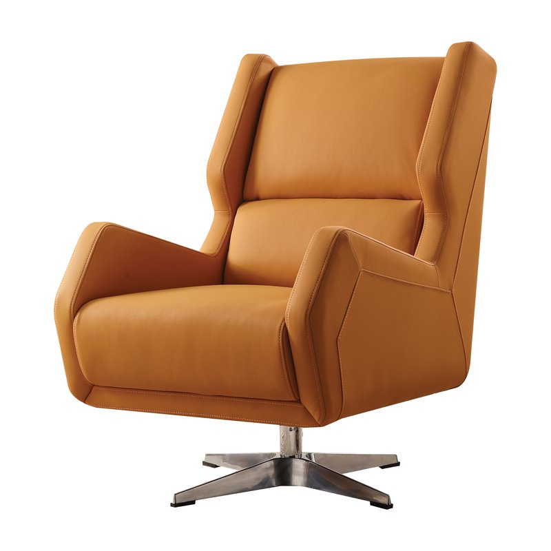 Acme Eudora Ii Accent Chair In Orange Leather Gel