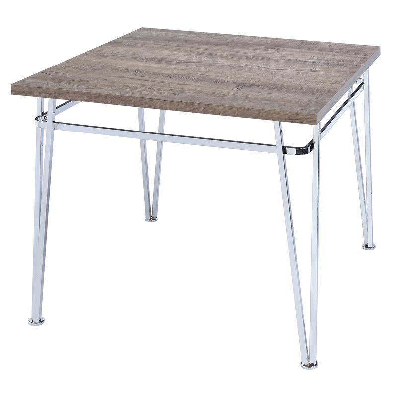 Acme Nadie Ii Counter Height Table In Light Oak And Chrome 72170