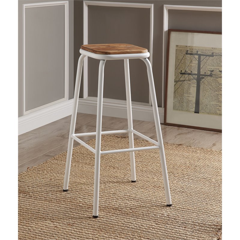 Acme Scarus Bar Stool In Natural And White 72386 Acme Scarus Bar Stool In Natural And White