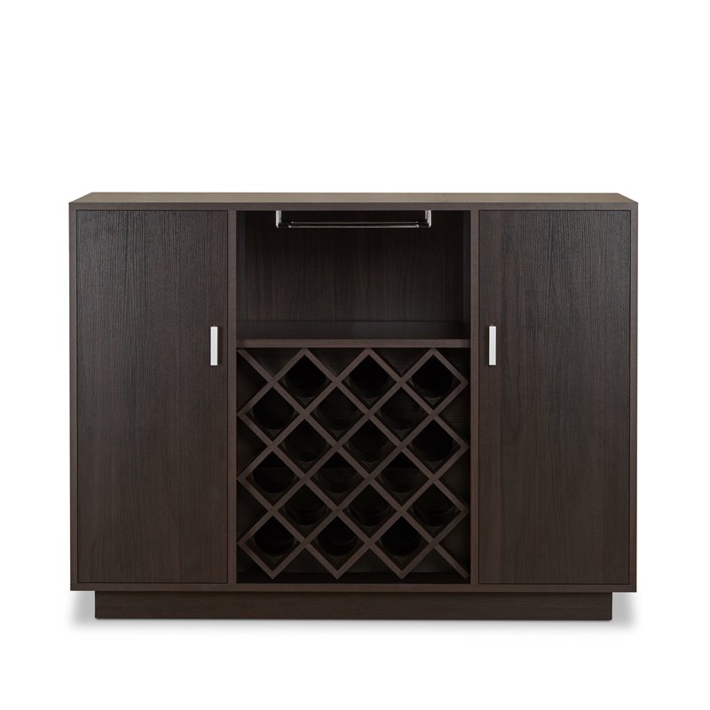 ACME Hazen Rectangular Wood Server with Wine and Stemware Rack in Espresso