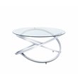ACME Furniture Marlon Round Glass & Metal Coffee Table in Clear/Chrome