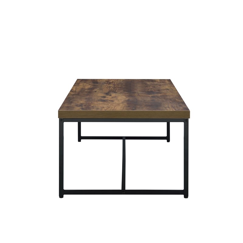 ACME Bob Rectangular Wooden Coffee Table in Weathered Oak and Black